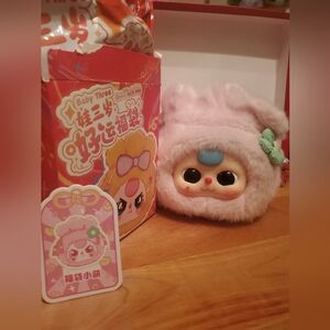 Baby Three Good Luck Hand Bag Pink Plush Authentic Collectiable New Opened